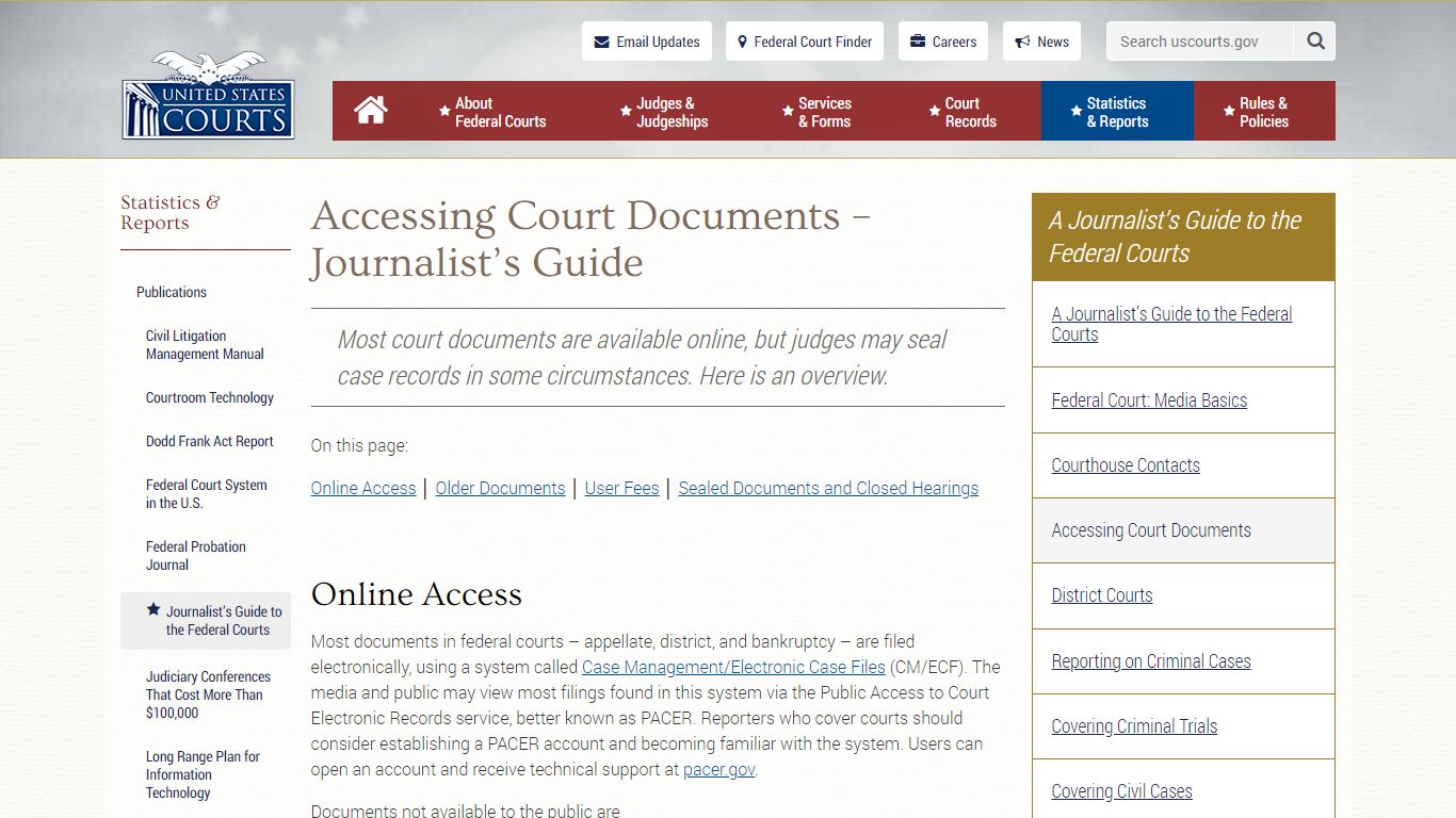 Accessing Court Documents – Journalist’s Guide - United States Courts